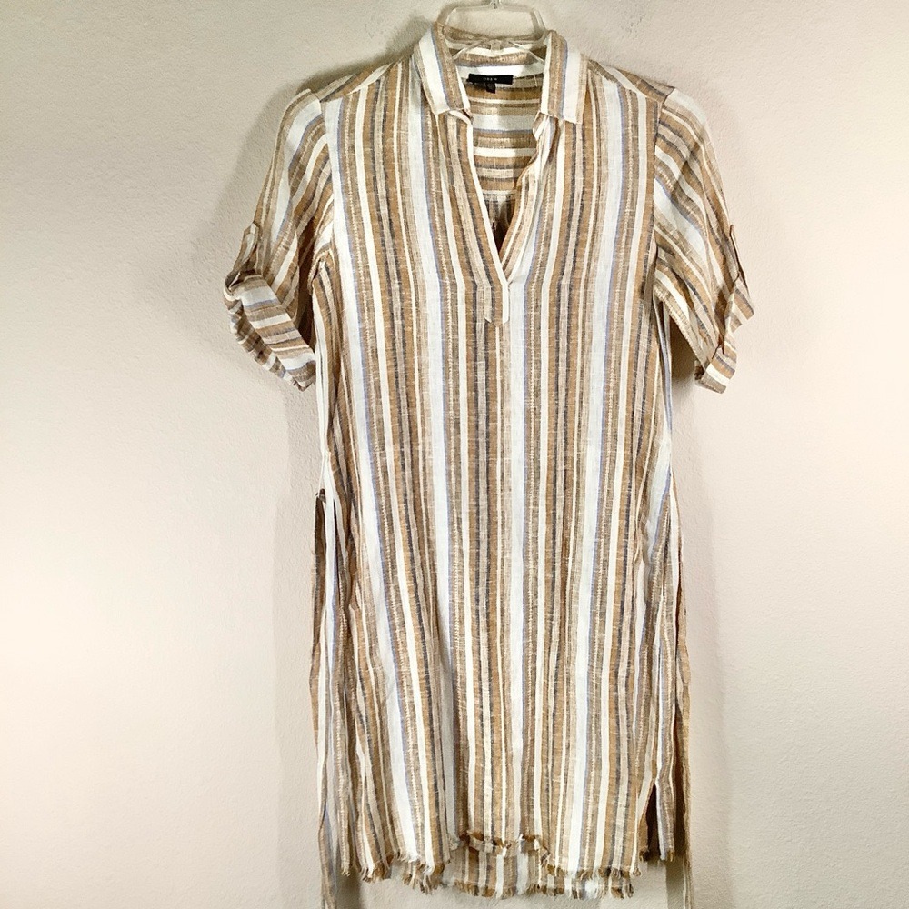 Anthropologie DREW Linen Shirt Dress XS Ollie Stripe Midi Vacation Resort Preppy - Picture 12 of 15
